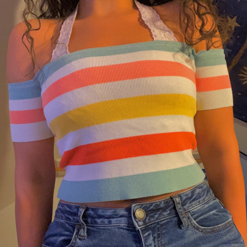 Striped Cold-Shoulder Top